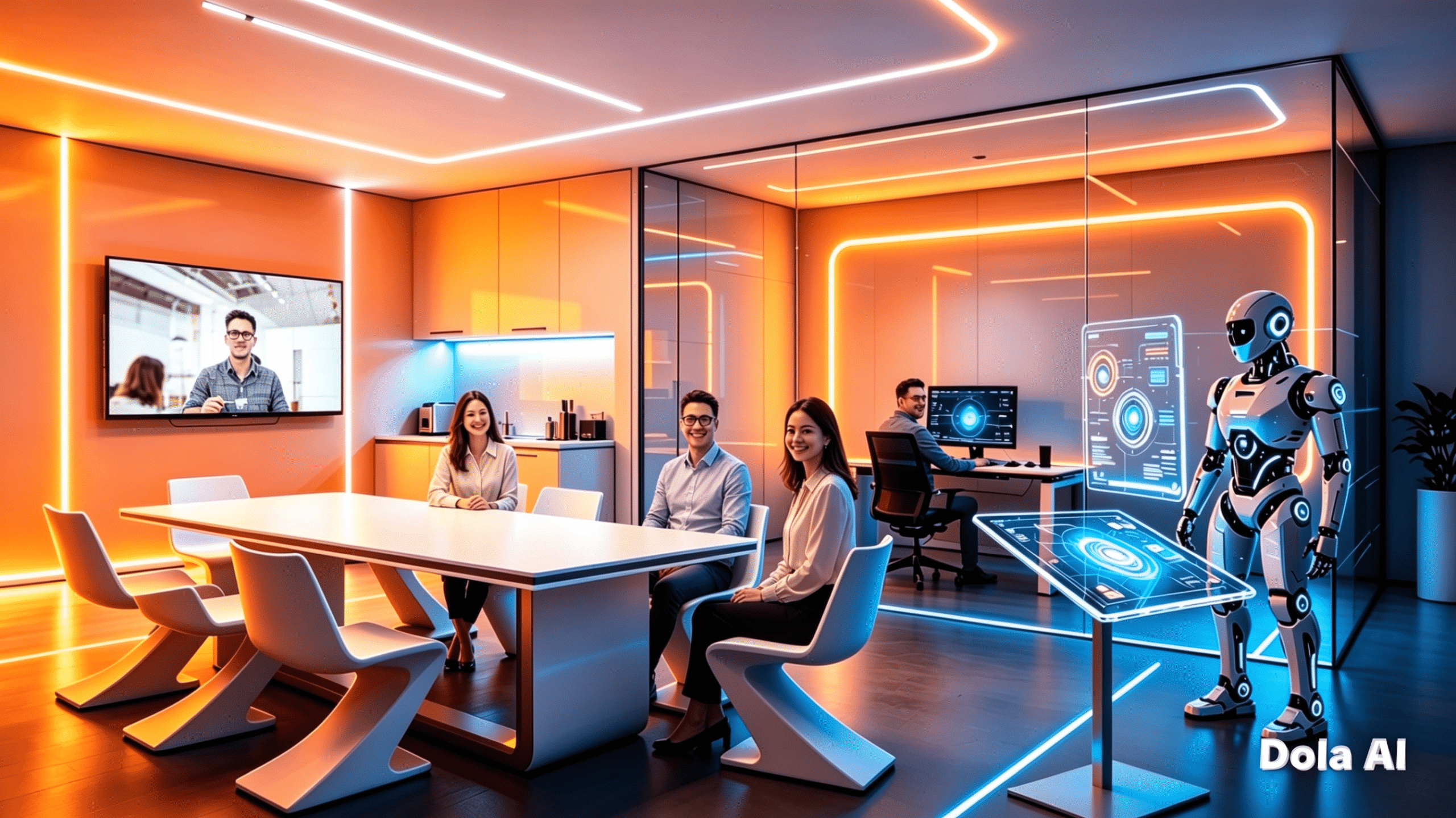 Comodinn Img-Com Espacio Futurista HogarOficina PERSONAS Luces Blanco-Naranja-Azul Imagen 8 de 8