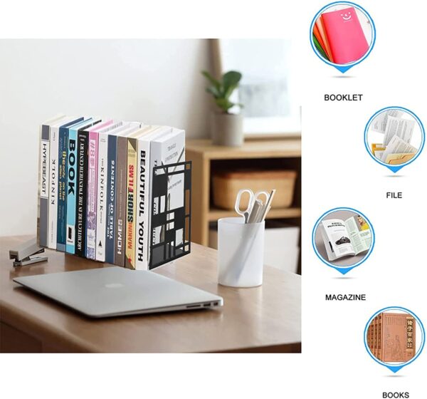 M-0550 Práctico y Decorativo SOPORTE PARA LIBROS metálico Motivo Cuadros (par) Imagen 2 de 4